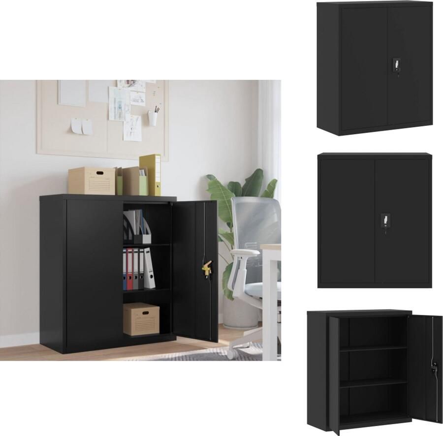 VidaXL Archiefkast Archiefkasten Opbergkast Kantoorkast Archiefkast 90x40x105 cm staal zwart
