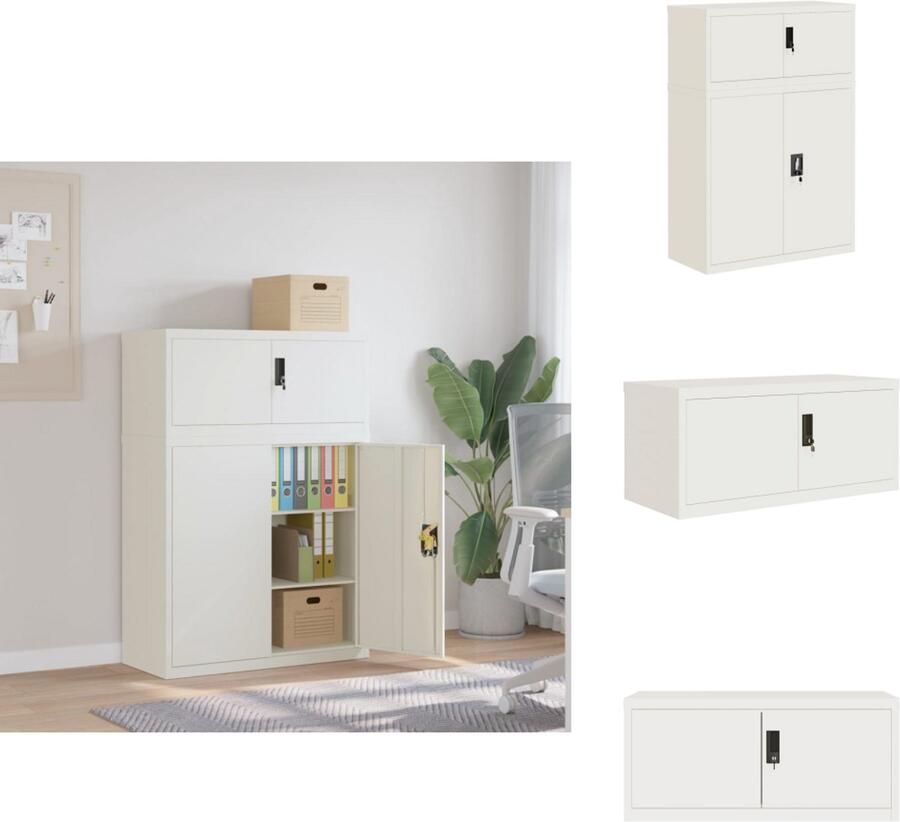 VidaXL Archiefkast Archiefkasten Opbergkast Kantoorkast Archiefkast 90x40x130 cm staal wit