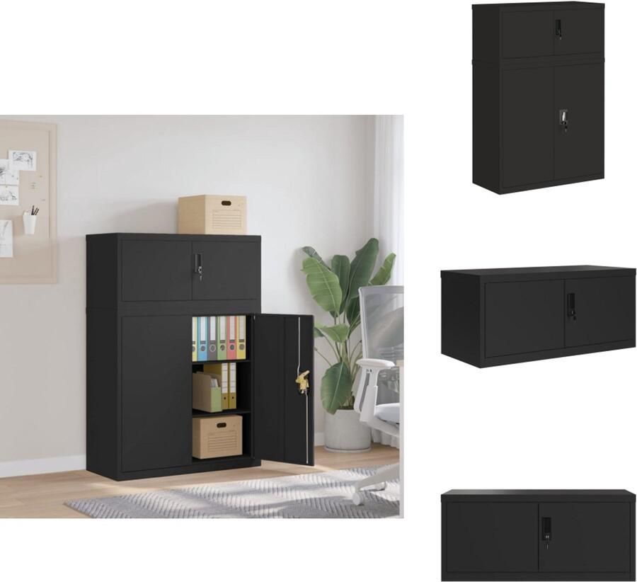 VidaXL Archiefkast Archiefkasten Opbergkast Kantoorkast Archiefkast 90x40x130 cm staal zwart