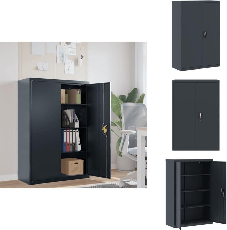 VidaXL Archiefkast Archiefkasten Opbergkast Kantoorkast Archiefkast 90x40x140 cm staal antracietkleurig