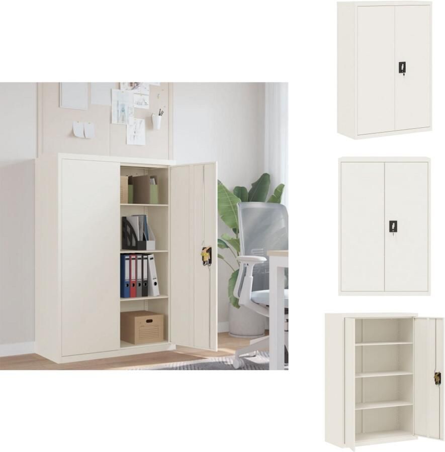 VidaXL Archiefkast Archiefkasten Opbergkast Kantoorkast Archiefkast 90x40x140 cm staal wit