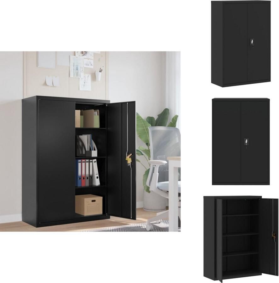 VidaXL Archiefkast Archiefkasten Opbergkast Kantoorkast Archiefkast 90x40x140 cm staal zwart