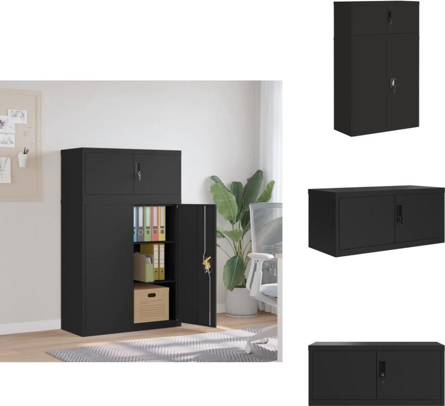 VidaXL Archiefkast Archiefkasten Opbergkast Kantoorkast Archiefkast 90x40x145 cm staal zwart