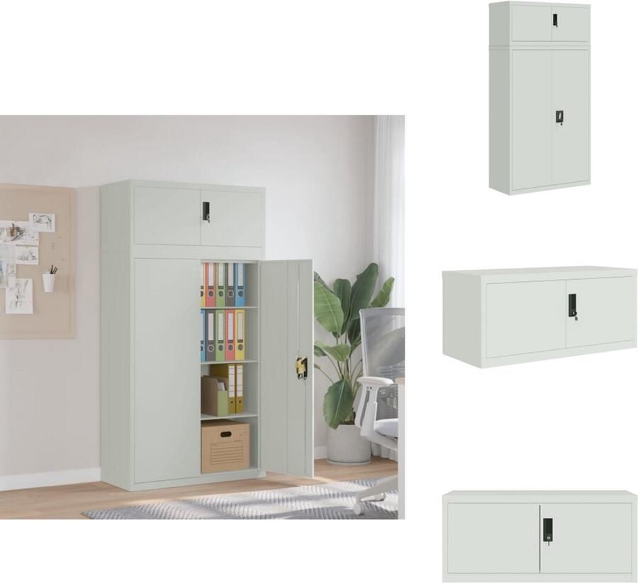 VidaXL Archiefkast Archiefkasten Opbergkast Kantoorkast Archiefkast 90x40x180 cm staal lichtgrijs