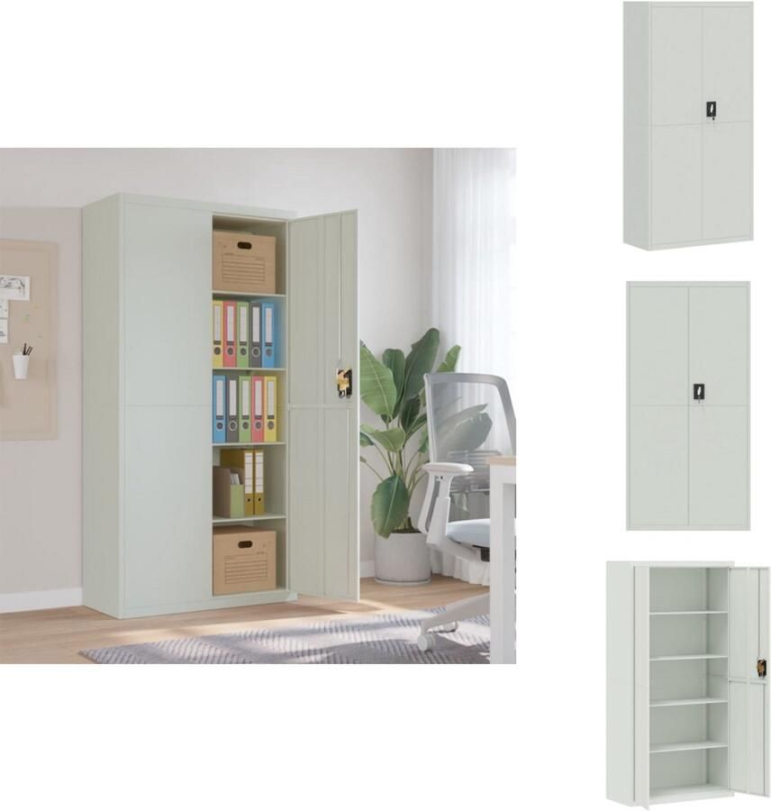 VidaXL Archiefkast Archiefkasten Opbergkast Kantoorkast Archiefkast 90x40x180 cm staal lichtgrijs - Foto 2