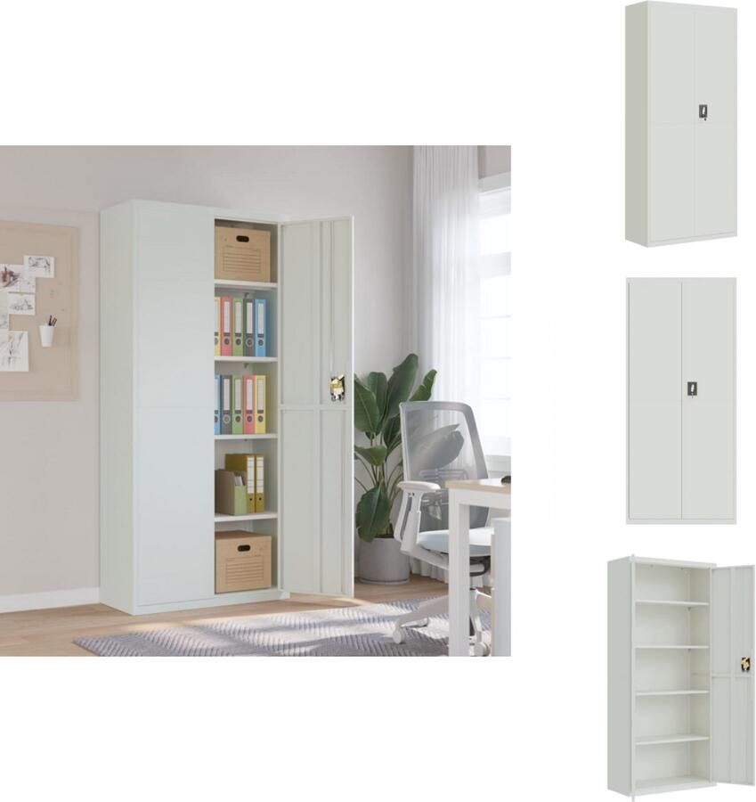 VidaXL Archiefkast Archiefkasten Opbergkast Kantoorkast Archiefkast 90x40x200 cm staal lichtgrijs