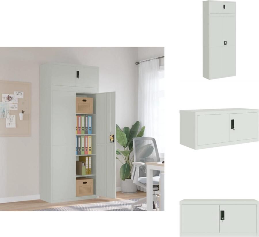 VidaXL Archiefkast Archiefkasten Opbergkast Kantoorkast Archiefkast 90x40x220 cm staal lichtgrijs