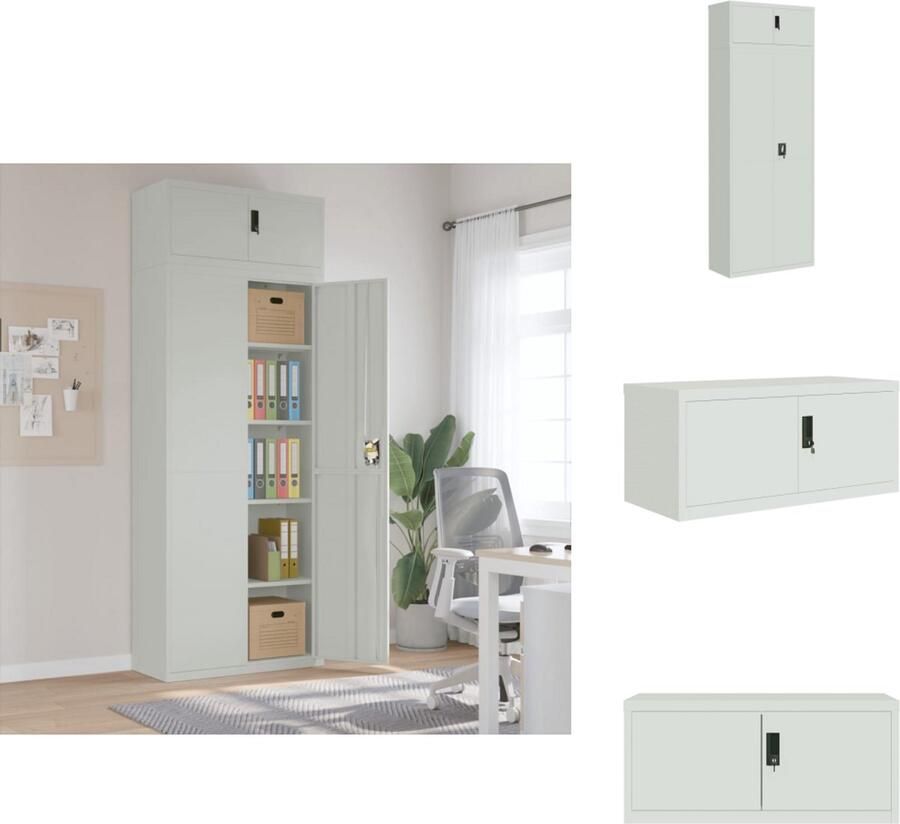 VidaXL Archiefkast Archiefkasten Opbergkast Kantoorkast Archiefkast 90x40x240 cm staal lichtgrijs