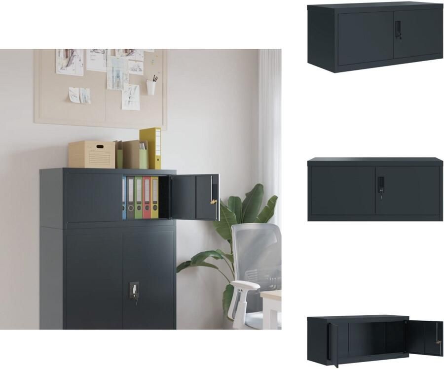 VidaXL Archiefkast Archiefkasten Opbergkast Kantoorkast Archiefkast 90x40x40 cm staal antracietkleurig