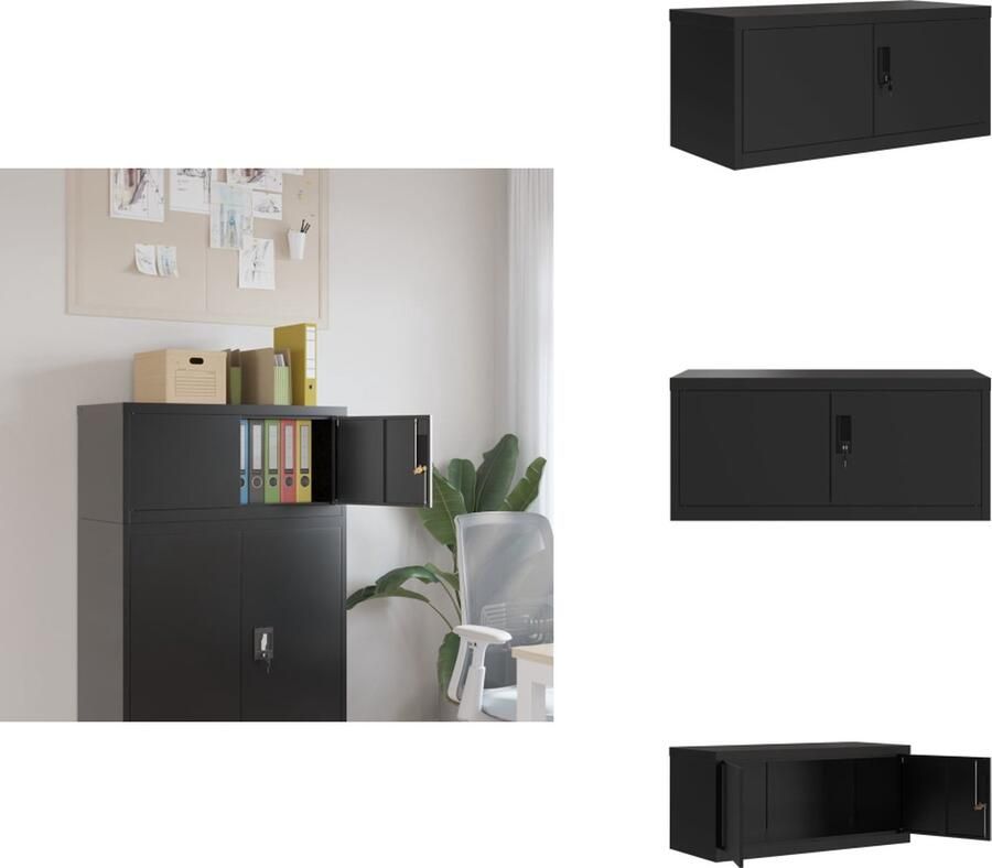 VidaXL Archiefkast Archiefkasten Opbergkast Kantoorkast -Archiefkast-90x40x40-cm-staal-zwart
