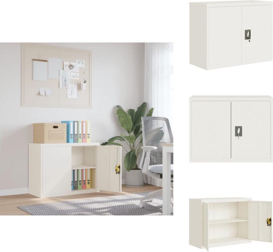 The Living Store Archiefkast 90x40x70 cm staal wit Archiefkast Metalen Kast Staalkast Opbergkast Kantooraccessoires