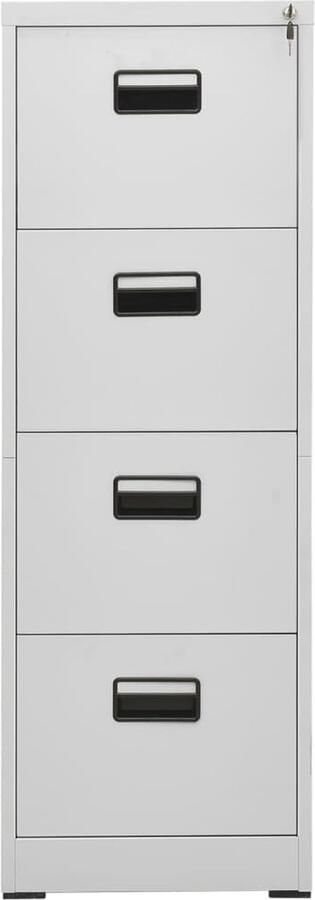 VidaXL Archiefkast Lichtgrijs 4 lades Staal Archiefkast Ladenkast Documenten Bewaren Metalen Kast Grijze Kast Kantooraccessoires Bureauinrichting Archivage