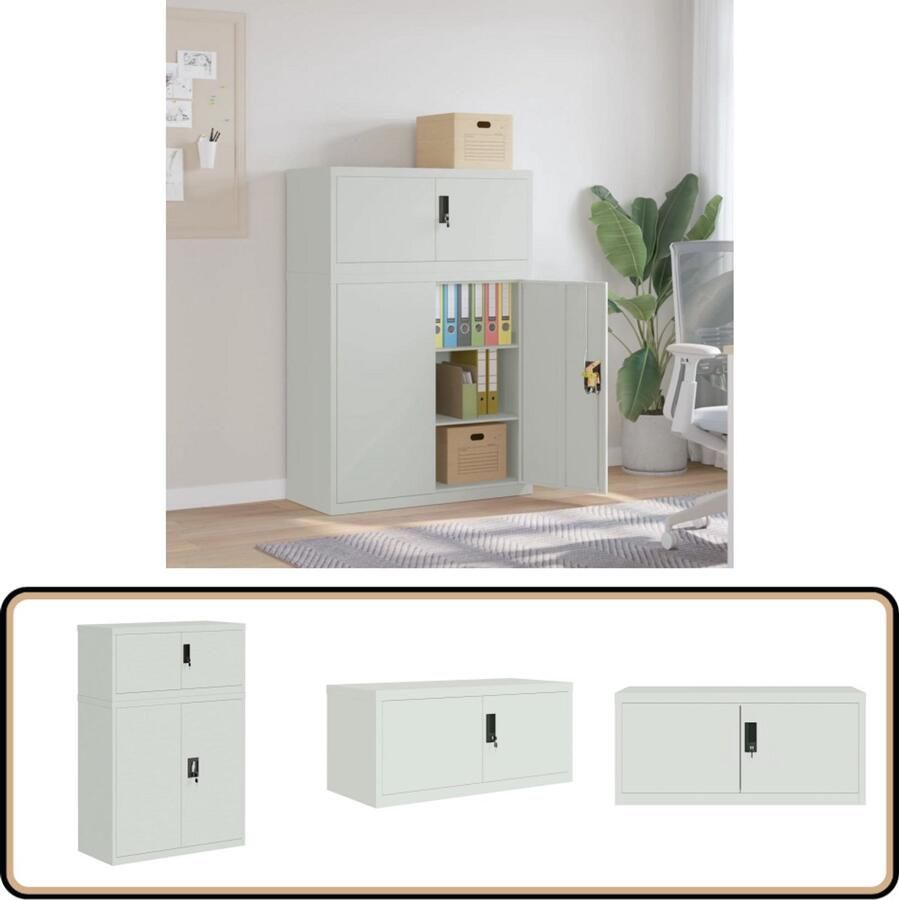 VidaXL Archiefkast Staal 90x40x130 cm Lichtgrijs Archiefkast Kantoormeubilair Opslagoplossing Metalen Kast Staalkast
