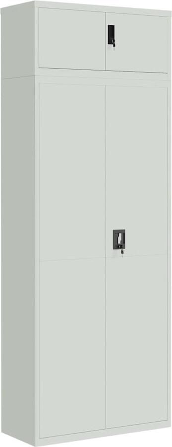 VidaXL Archiefkast Staal 90x40x240 cm Lichtgrijs Archiefkast Metalen Kast Opslagoplossing Kantoormeubilair Boekenkast Documentenopslag Grijze Kast Staalkast