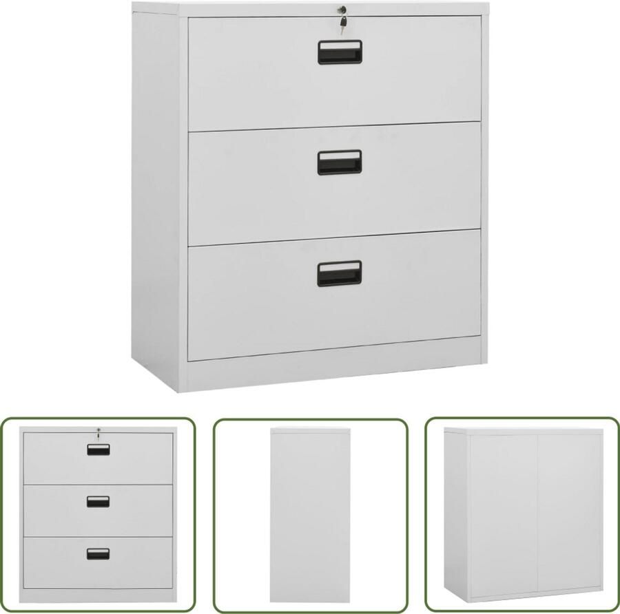 VidaXL Archiefkast Staal 90x46x103 cm Lichtgrijs Archiefkast Metalen Kast Documentenkast Bureauspullen Kantooraccessoires Opslagoplossing Archivage Fileerkasten Açoien Kasten