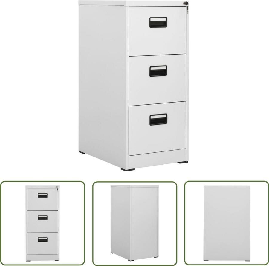 VidaXL Archiefkast Staal Lichtgrijs 3 Lades Archiefkast Metalen Kast Staalkast Archivak Documentenkast Bureauspullen Kantooraccessoires Organisatiediensten