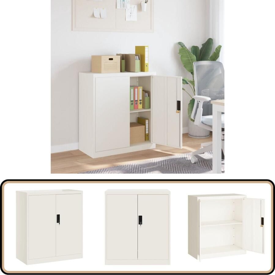 VidaXL Archiefkast Wit Staal 79x40x90 cm Archiefkast Opbergkast Kantoor Kast Metalen Kast Witte Kast