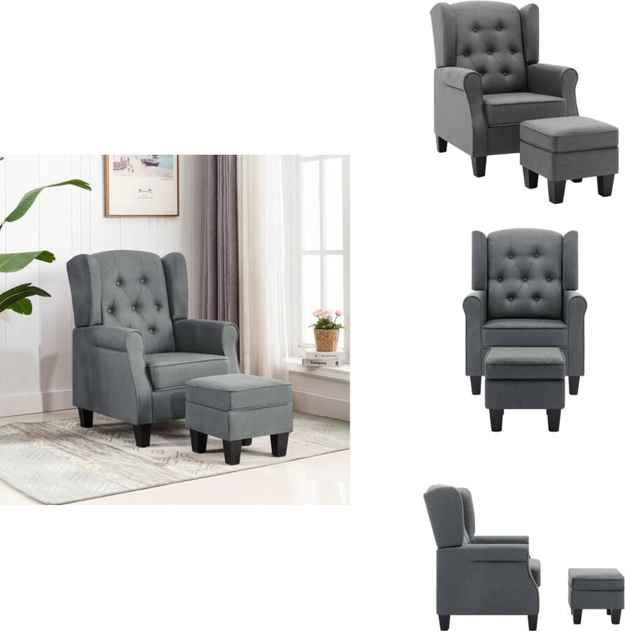 VidaXL Armstoel Armstoelen Armstoel Met Voetenbank Armstoelen Met Voetenbanken Fauteuil met voetenbankje stof lichtgrijs