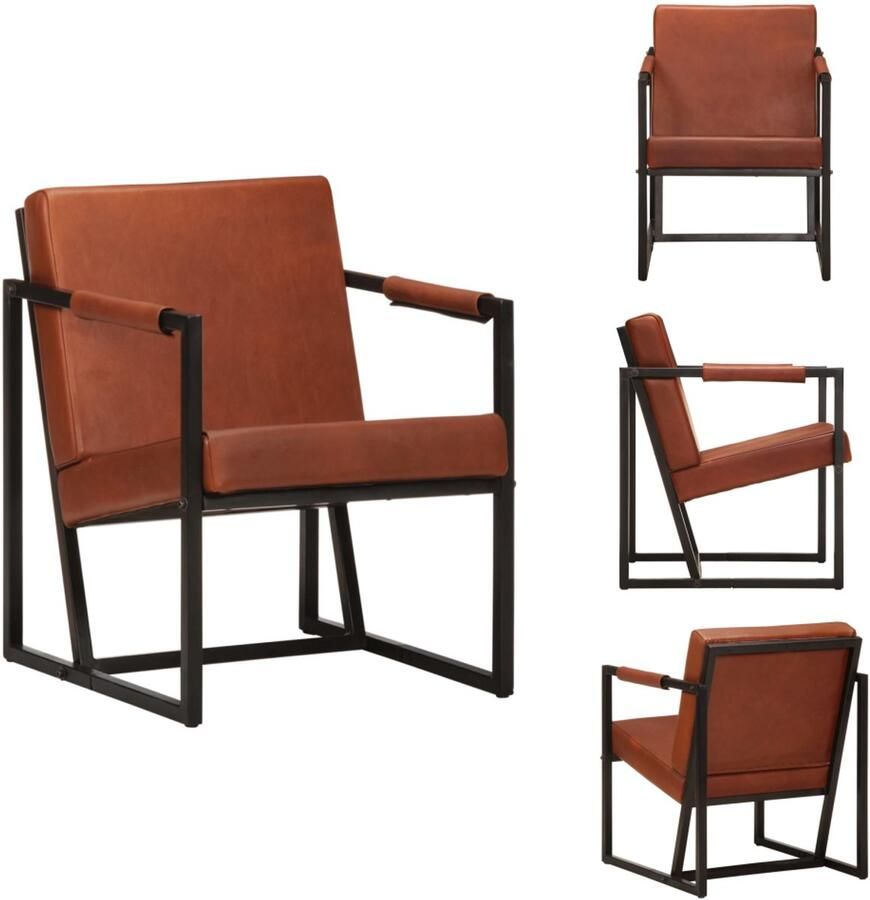 VidaXL Armstoel Armstoelen Fauteuil Fauteuils Fauteuil echt leer bruin