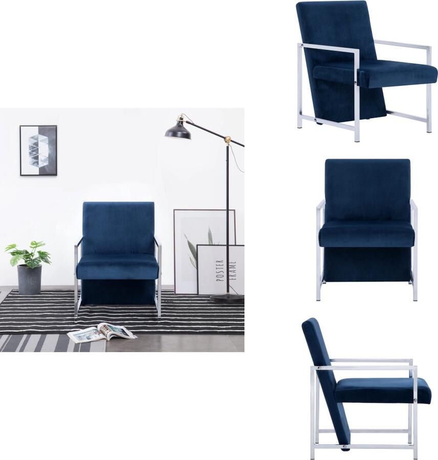 VidaXL Fauteuil Lounge Blauw 53 x 69 x 73 cm Stabiel en Comfortabel Polyester Fauteuil