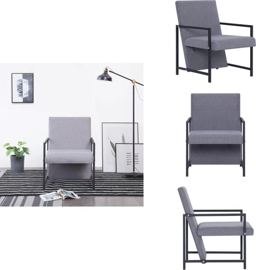 VidaXL Armstoel Armstoelen Fauteuil Fauteuils Fauteuil stof lichtgrijs