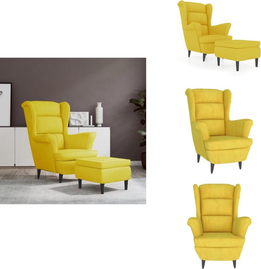 VidaXL Armstoel Armstoelen Fauteuil Ruststoel Fauteuil met voetenbank fluweel mosterdgeel