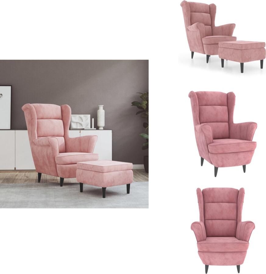 VidaXL Armstoel Armstoelen Fauteuil Ruststoel Fauteuil met voetenbank fluweel roze