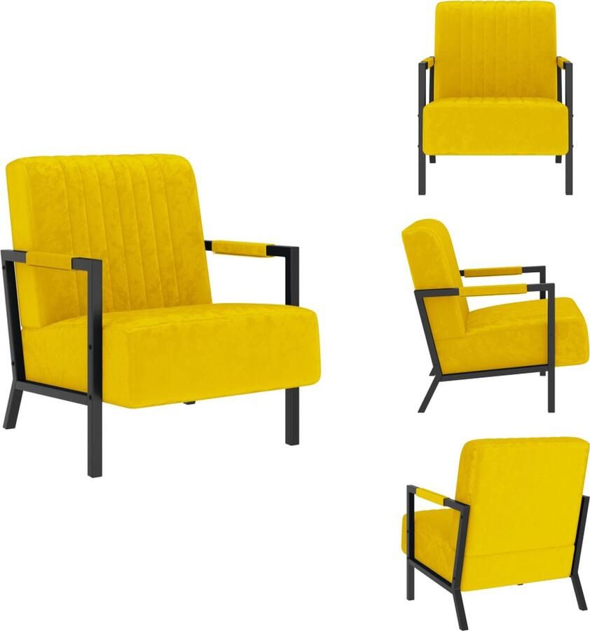 VidaXL Fauteuil Comfort Fauteuils 66 x 84 x 84 cm Mosterdgeel Fluweel Fauteuil