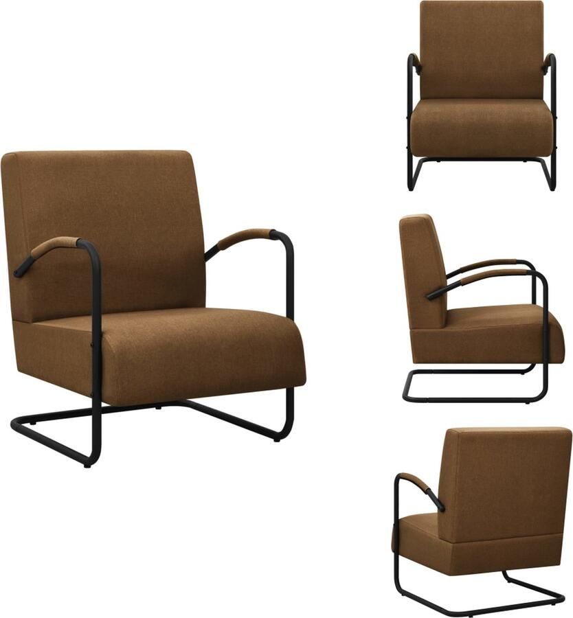 VidaXL Relaxfauteuil Bruin Zwart 64.5 x 77 x 84 cm Stof Metaal Fauteuil