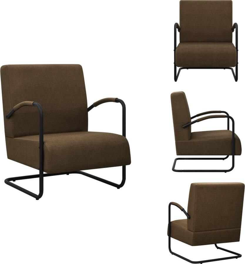 VidaXL Relaxfauteuil Fauteuils 64.5 x 77 x 84 cm Donkerbruin Zwart Polyester en Gepoedercoat Metaal 110 kg Montage vereist Fauteuil