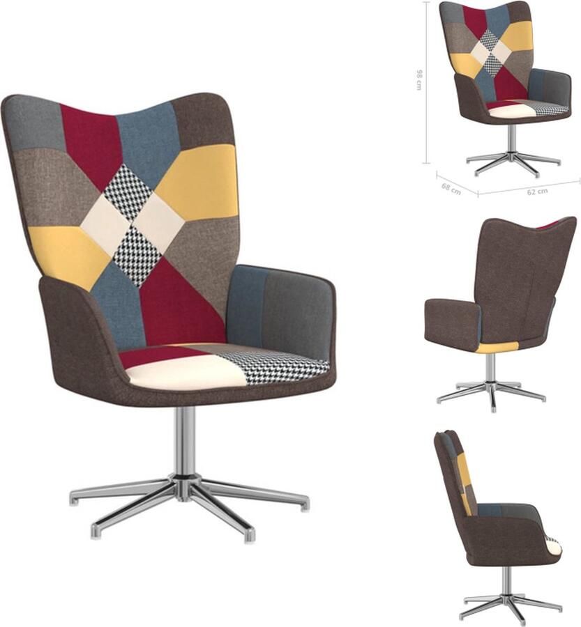 VidaXL Armstoel Patchwork Relaxstoel 62 x 68 x 98 cm Meerkleurig Fauteuil