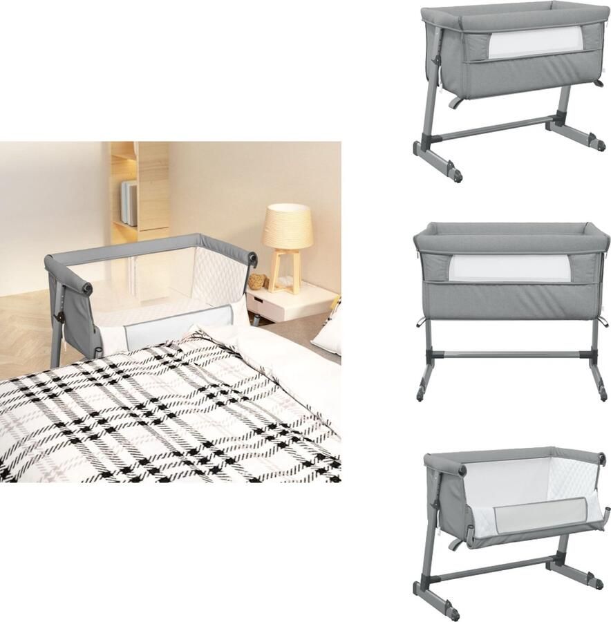 VidaXL Babybedje Met Matras Babybedjes Met Matrassen Babybedje Babyledikantje Babybed met matras linnen lichtgrijs