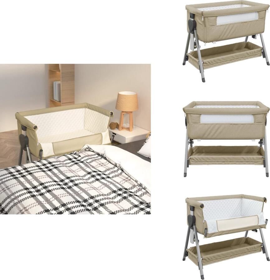 VidaXL Babybedje Met Matras Babybedjes Met Matrassen Babybedje Babyledikantje Babybox met matras linnen taupe