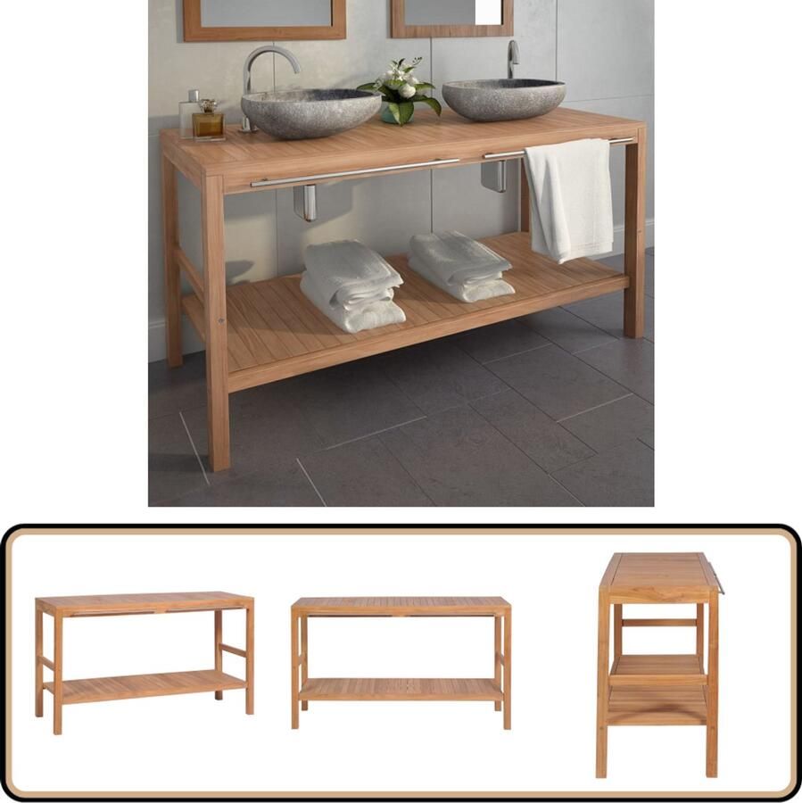 VidaXL Badkamer wastafelkast 132x45x75 cm massief teakhout