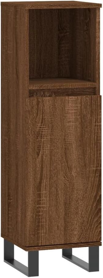 VidaXL Badkamerspiegel Badkamerkast 30x30x100 cm bewerkt hout bruin eikenkleur Houten Badkamermeubel Bruine Badkamerkast Badkameropslag - Foto 2