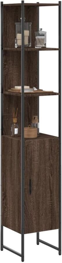 VidaXL Badkamerkast 33x33x185 5 cm bewerkt hout bruin eikenkleurig