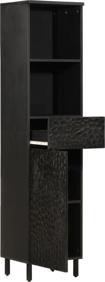 VidaXL Badkamerkast 38x33x160 cm massief mangohout zwart
