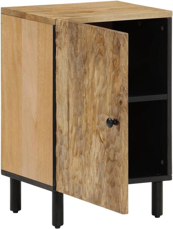 VidaXL Badkamerspiegel Badkamerkast 38x33x58 cm massief mangohout Houten Badkamerkast Mango Hout Badkameropbergruimte - Foto 2