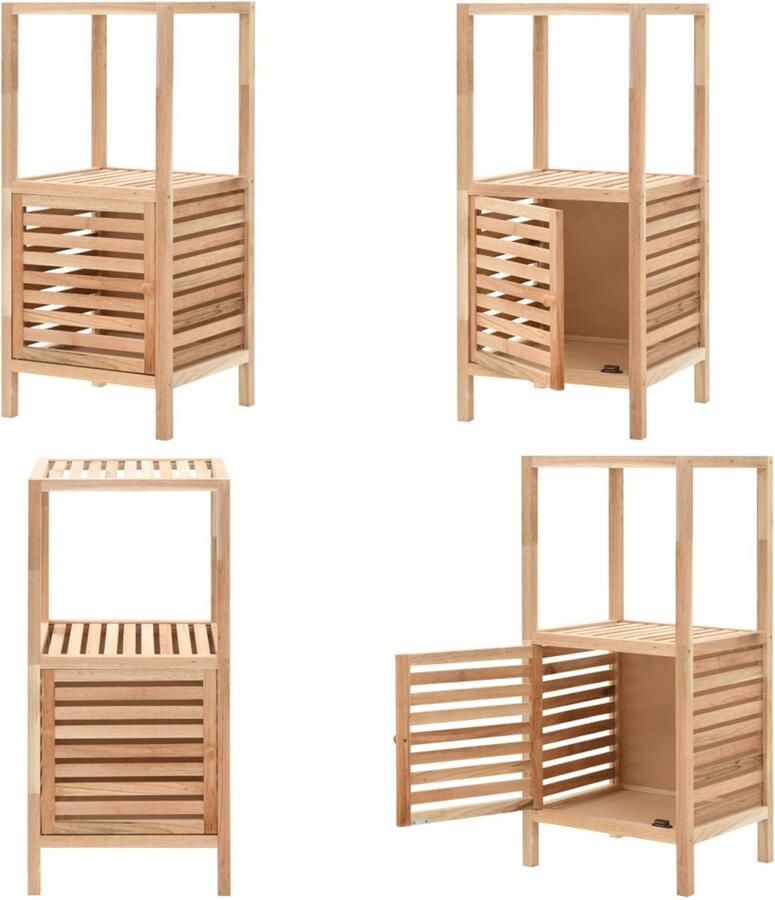 VidaXL Badkamerkast 39 5x35 5x86 cm massief walnotenhout Opbergkast Opbergkasten Kastje Kastjes