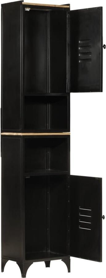 VidaXL Badkamermeubilair Badkamerkast 40x27x180 cm ijzer en massief mangohout Ijzeren Kast Opslagoplossing - Foto 2