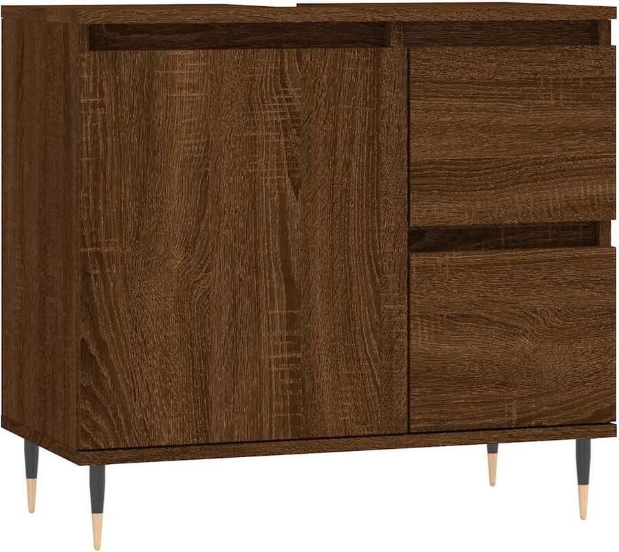 VidaXL Badkamerkast 65x33x60 cm bewerkt hout bruin eikenkleur