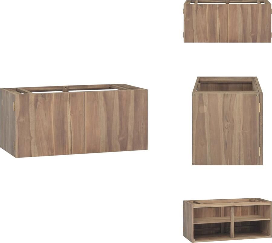 VidaXL Badkamerkast Badkamerkasten Badkast Houten Kast Badkamerwandkast 90x39x40 cm massief teakhout