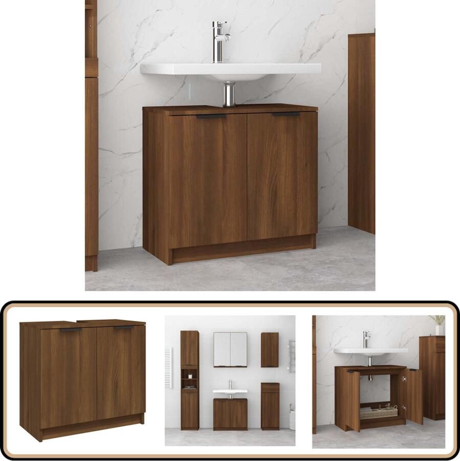 VidaXL Badkamerkast Bruineiken 64 5x33 5x59 cm Badkamerkast Badkamer Accessoires Houten Badkamerkast Bruine Eiken Opbergruimte
