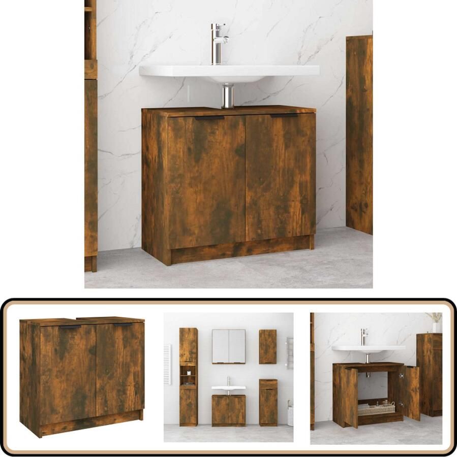 VidaXL Badkamerkast Gerookt Eiken 64 5x33 5x59 cm Badkamerkast Badkamer Accessoires Houten Badkamerkast Vintage Badkamerkast Klassiek Badkamermeubel