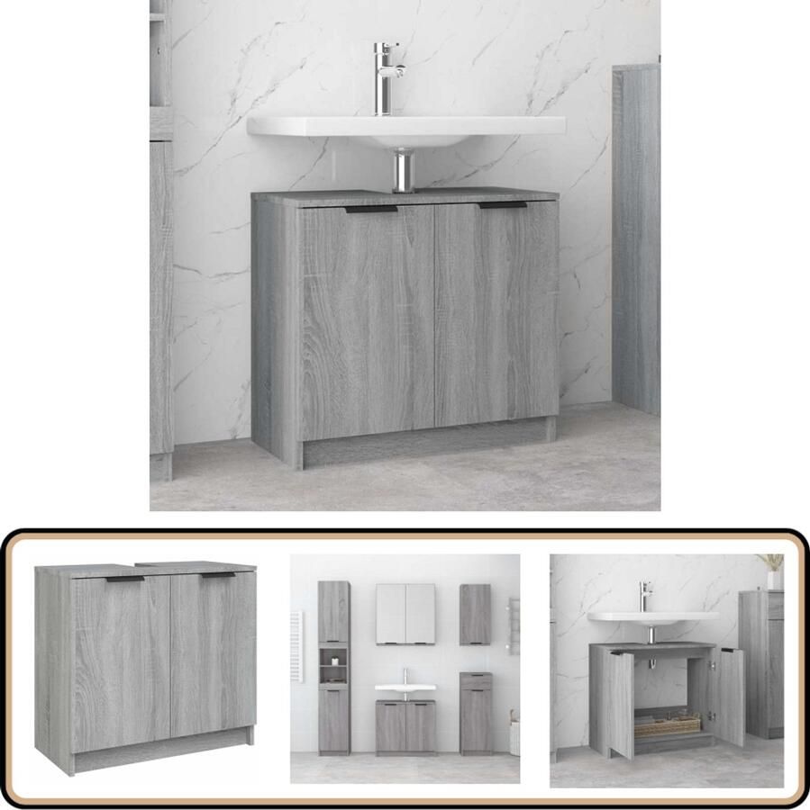 VidaXL Badkamerkast Grijs Sonoma Eiken 64 5x33 5x59 cm Badkamerkast Badkamerspiegel Badkamer Accessoires Houten Badkamerkast Grijze Badkamerkast