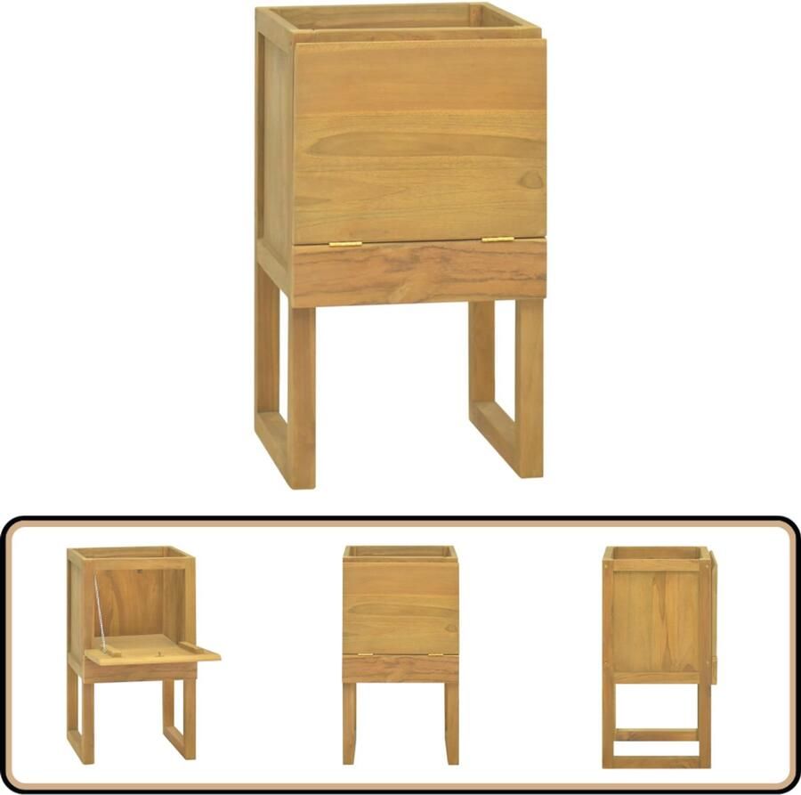 VidaXL Badkamerkast Massief Teakhout 41x40x75 cm Badkamerkast Teak Badkamerspiegel Opberg Kast Badkamermeubilair Design Badkamer