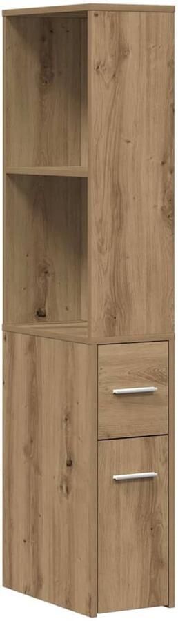 VidaXL Badkamerkast smal met wielen bewerkt hout artisanaal eikenkleur