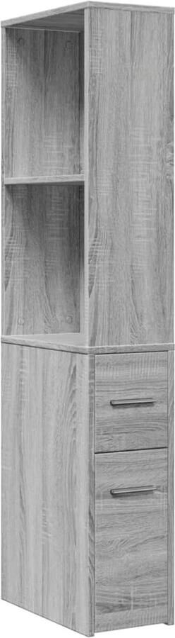 VidaXL Badkamerkast smal met wielen bewerkt hout grijs sonoma eiken