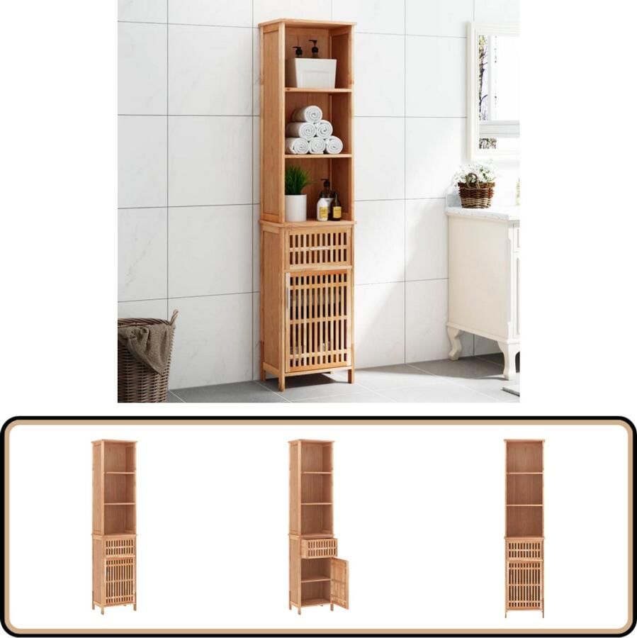 VidaXL Badkamerkast Walnotenhout 42x29x182 cm Badkamerkast Badkamerspiegel Opslagoplossing Houten Kast Walnoten Hout Vintage Stijl Design Badkamer