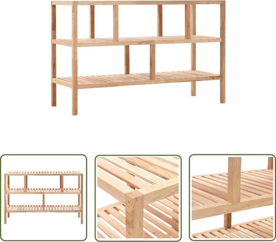 The Living Store Walnotenhouten Opbergrek 3 Niveaus Lattenpatroon Stevig en Duurzaam Ideaal voor Badkamer Eenvoudig te Monteren Afmetingen- 100 x 40 x 65 cm Walnothouten Kast Badkamerkast Opbergkast Boekenplank Muurplank - Foto 2
